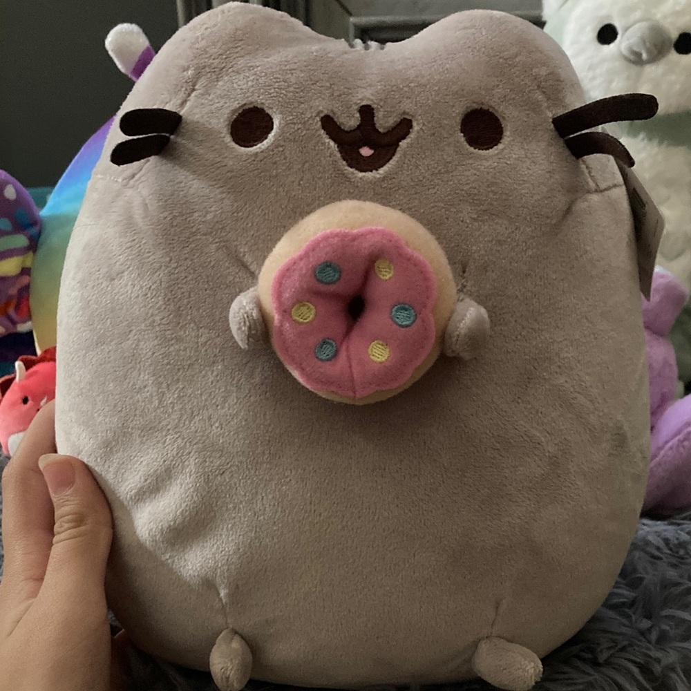 Pusheen Gray Plush Cat Toy with Donut